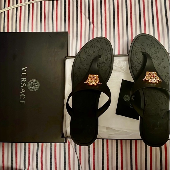 Versace Black Medusa Thong Sandals - Picture 1 of 1